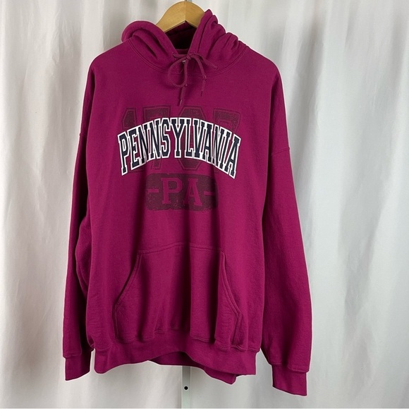 Gildan Heavy Blend 2X Pennsylvania Magenta Graphic Hoodie Sweatshirt Casual - Picture 1 of 6